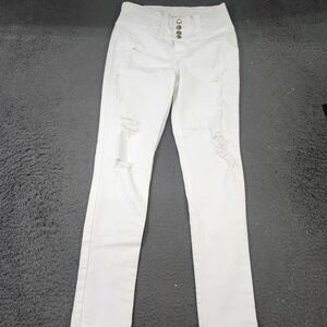 Benava Jeans Juniors 11 White High Rise Skinny Distressed Stretch Denim Pants